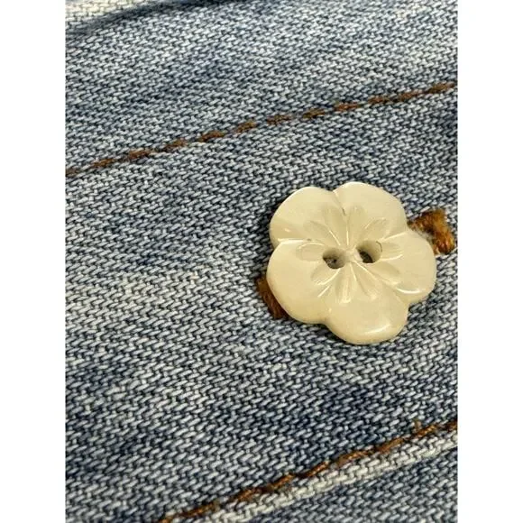 Vintage Studio Ease XL Blue Denim Chambray Lace Neckline Belt Maxi Dress - Picture 8 of 16